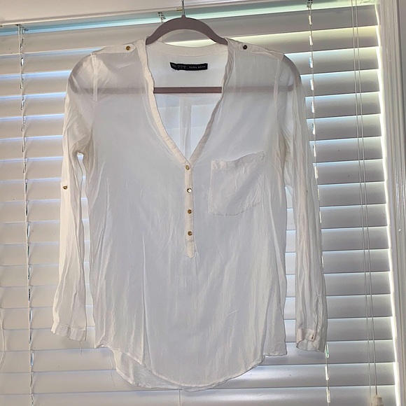 ZARA BLOUSE WITH GOLD DETAILS - Picture 2 of 4
